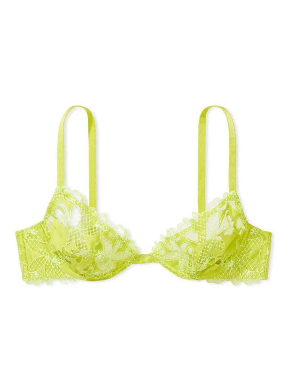 New! Victoria’s Secret Limelight Green Floral l Demi Bra 36D 34924